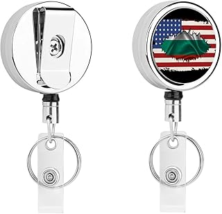 America Bulgaria Bulgarian Friendliness Flag Badge Clip Metal Retractable ID Badge Holder Reel with Clips for Name Card Keychain
