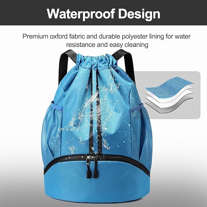 Image of Leosportz Sports Drawstring Bag Backpack for Men Women - Basketball Bag Gym Backpack Dedicated Shoe Compartment | Waterproof Large Space Gym Bag