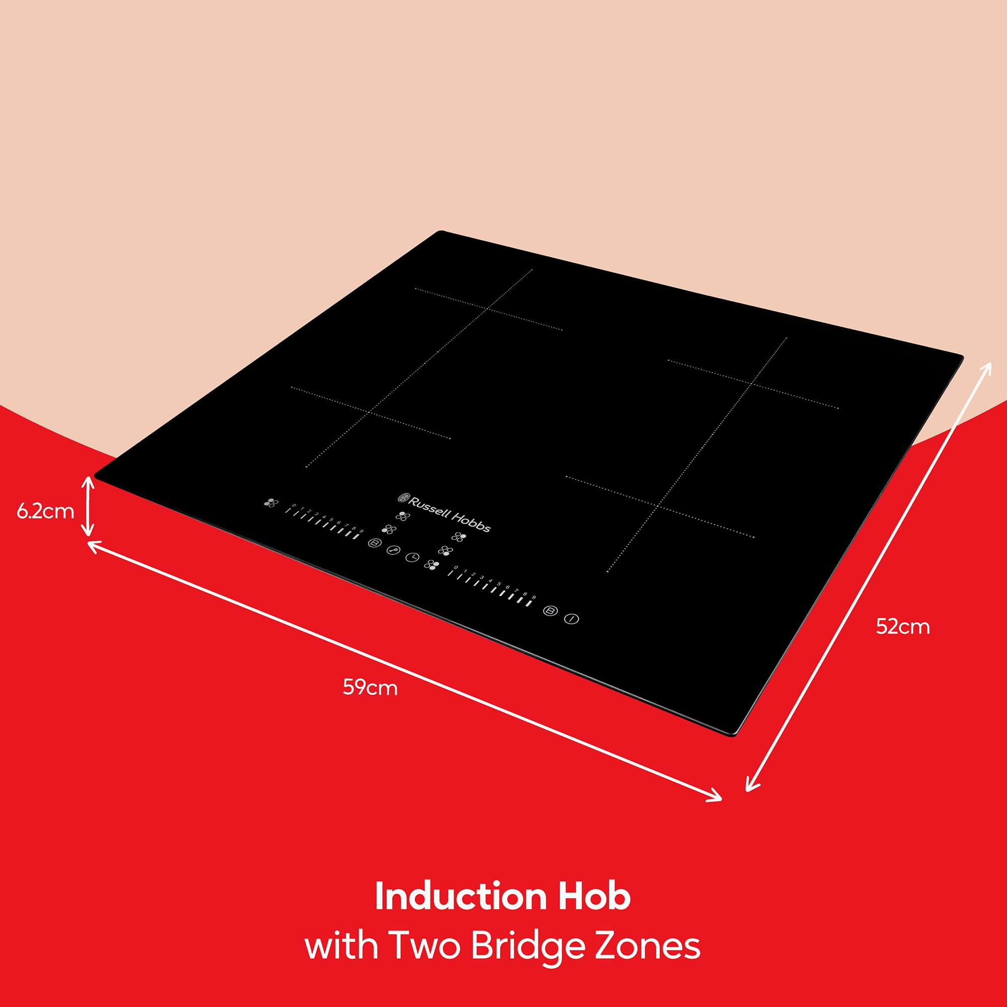 Russell Hobbs, Black, 60cm Induction Hob with Dual Flex Bridge, Multi-Slider Touch Control, 99 Minute Timer, 9-Stage Power Settings, Boost function, Pan Sensor — view 9