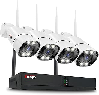 4K 8 Channel Wireless Security Camera System, 4X 3MP Surveillance Security Cameras with 2 Way Audio, Dual Warning for Indoor/Outdoor Home Security, AI Detection, Color Night Vision, Smart Playback