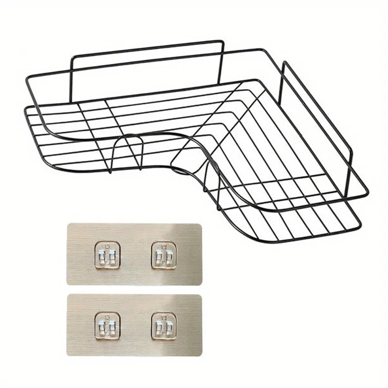 DHYUACN Shower Caddy Bathroom Storage Rack Shelf Wall Hanging Corner Shower Caddy No Punching Triangle Accessories(Black)