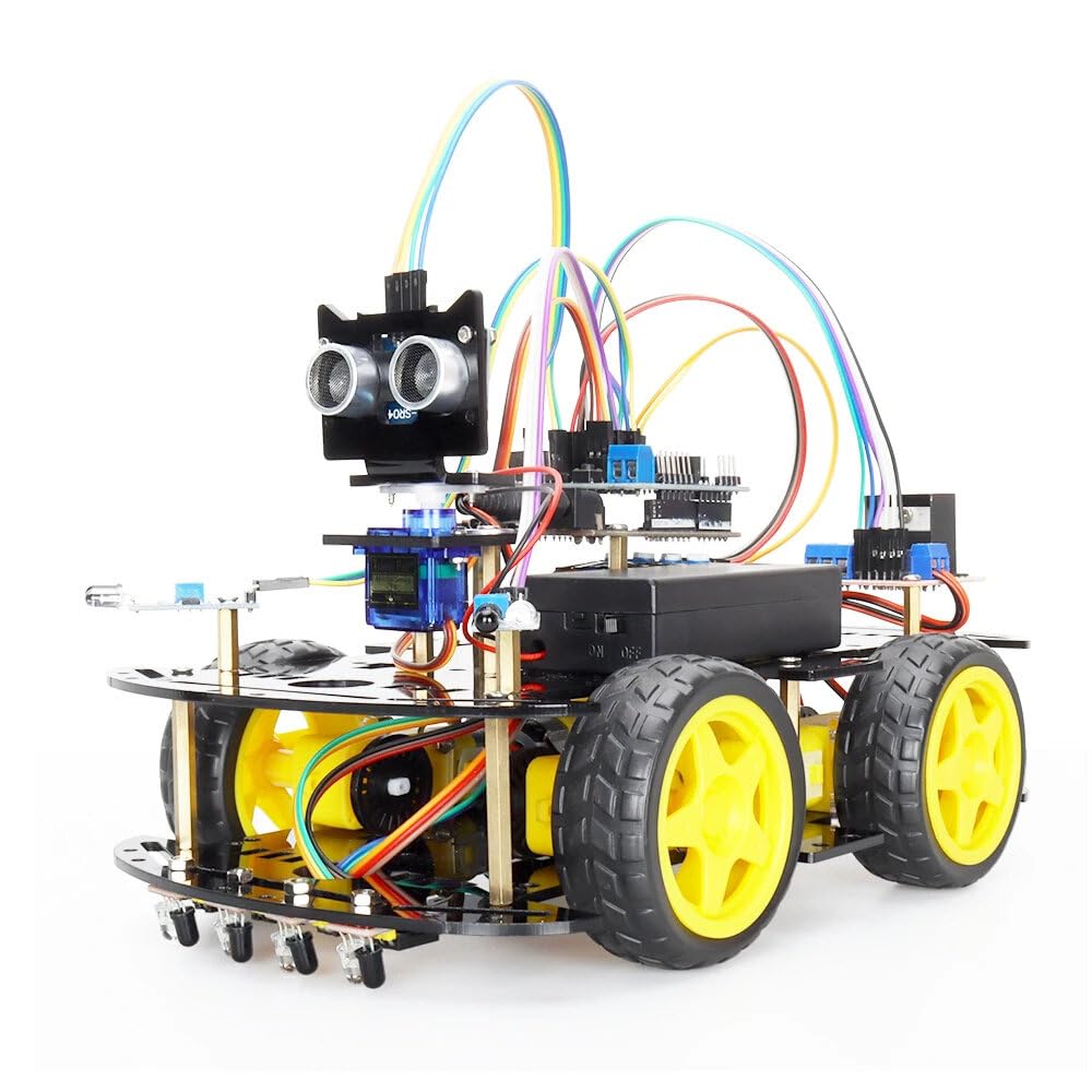 VIDOO Automatyka Inteligentny Robot Samochód Zestaw do Programowania Arduino z Czujnikami Ultradźwiękowymi i Podczerwieni Śledzenie Linii Unikanie Przeszkód DIY Edukacyjny Zestaw STEM