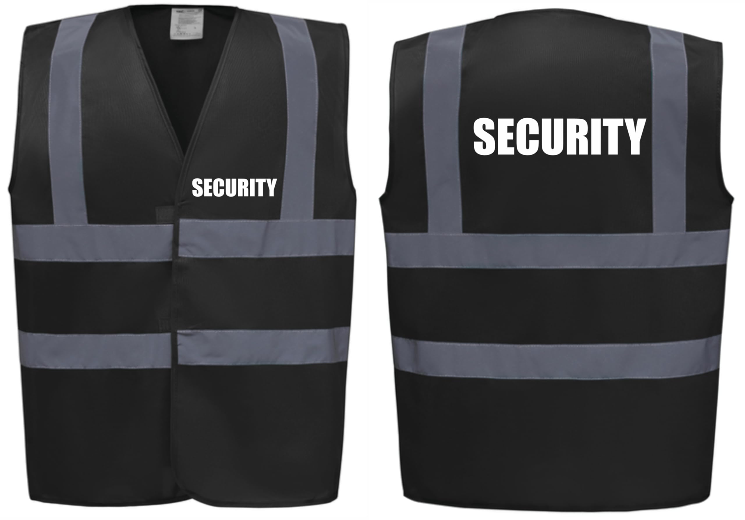 Brook Hi Vis Uk Unisex Black Security Printed Hi Vis Vest/Waistcoat, Security Officer, Security Guard Bouncer, Doorman, Events, Xxxlarge