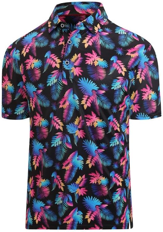 Damipow Premium Golf Shirts for Men Dry Fit Performance Polo Short Sleeve Collared Shirt