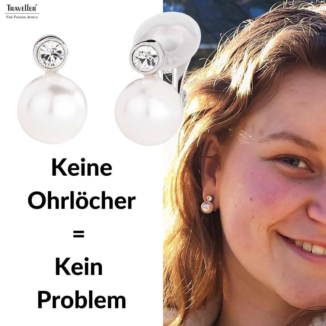Traveller Ohrclip - 10-12mm Perle - Kristall