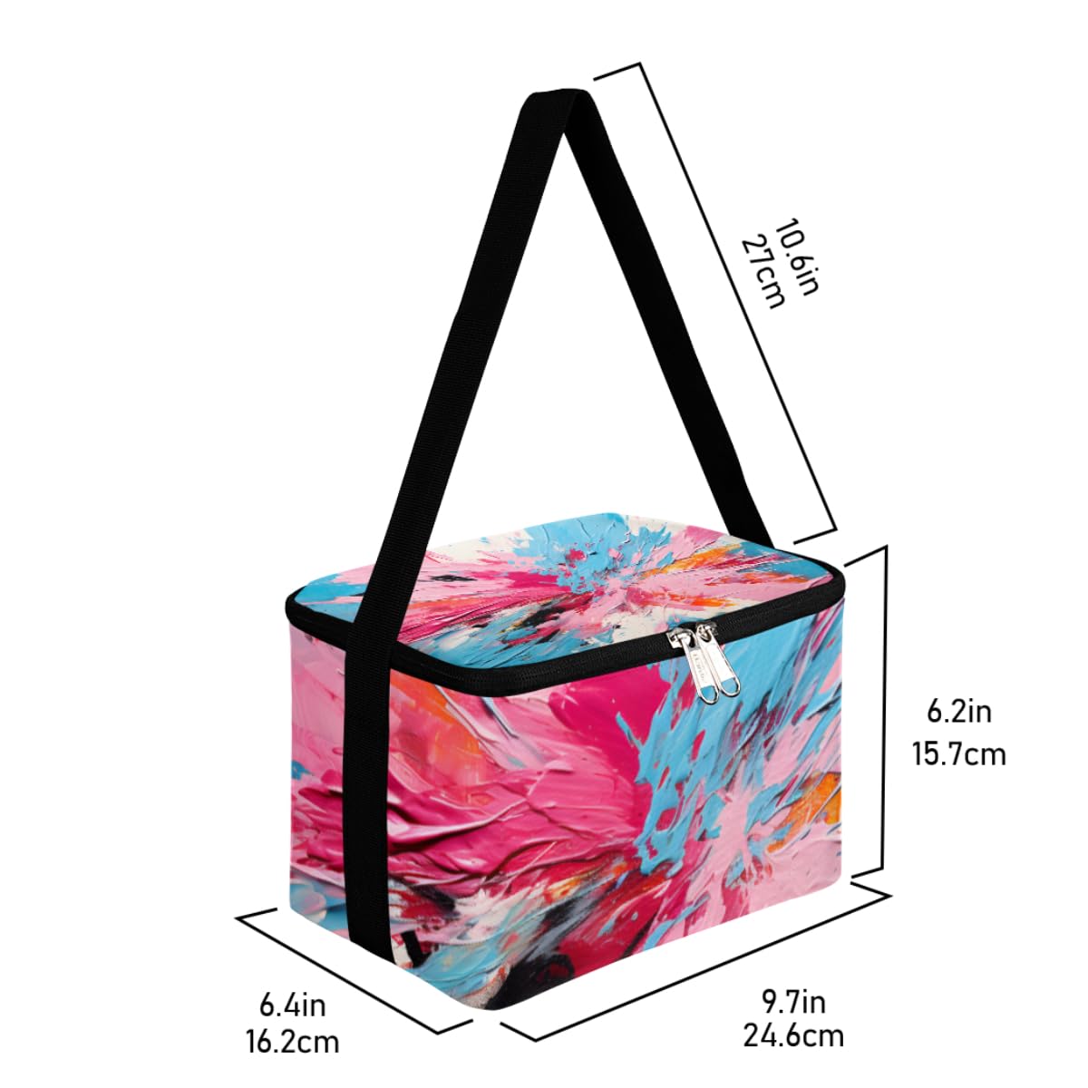 Lunch Bags for Women Men 9 Cans,Multicolored Texture Hot & Cold Food Delivery Bag Insulated Grocery Bag Insulated Lunch Box Abstract Oil Art Cooler Bag for Office Work Picnic Beach