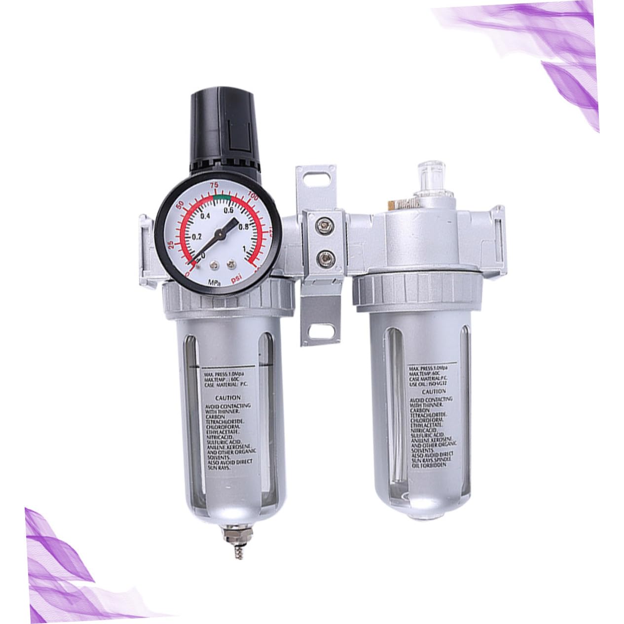 UKCOCO Regolatore Per Compressore d Aria Separatore -acqua Filtro Regolatore Scarico Automatico Controllo Pressione e Flusso Aria