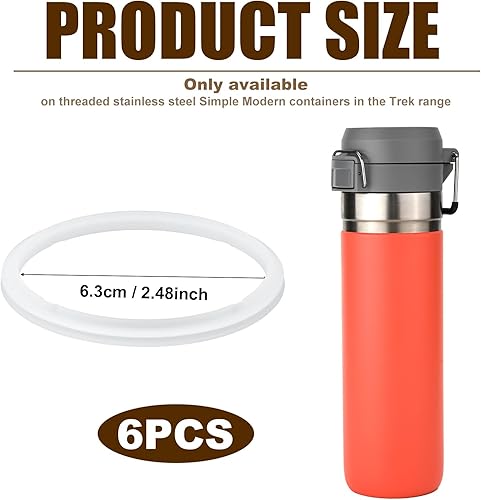 Miniatura 2 de 6 piezas de repuesto de junta para botella de agua, tapa de silicona para botella de agua, anillo de sello de goma, junta de tapa de copa de vidrio