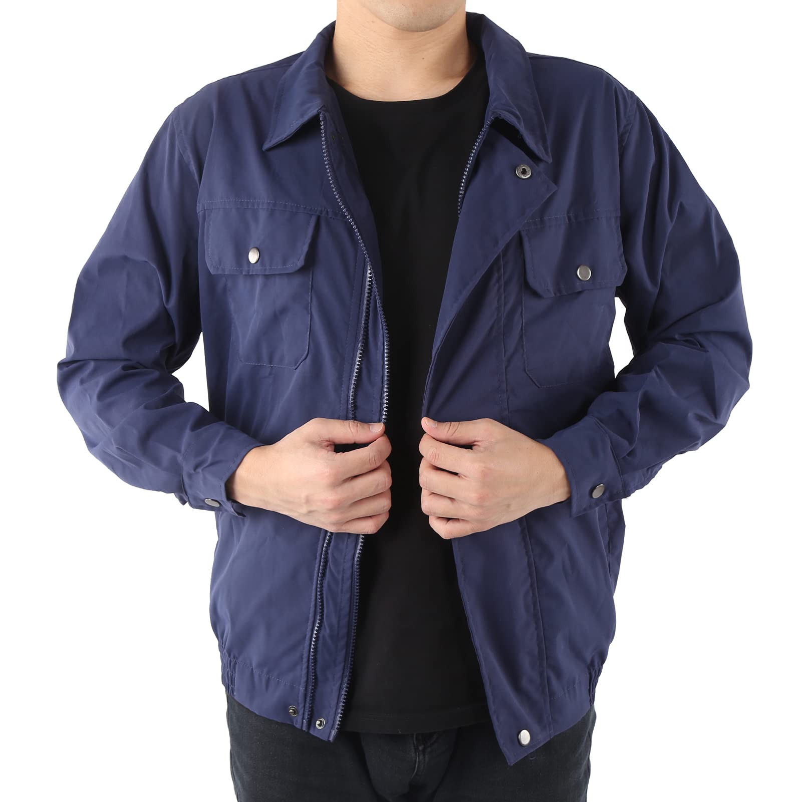 Men USB Charging Air Conditioning Clothing, Comfortable Sun‑Protcetive Coat Lightweight for Power Generation for Construction for Electricity for Steel(Blue, L/XL)-image-37