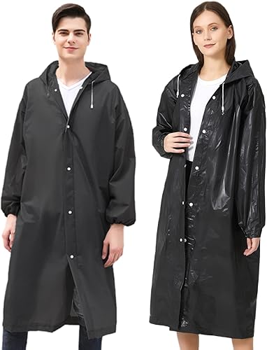 Poncho de lluvia para adultos, reutilizables, paquete de 2 a 5 unidades, capa impermeable de EVA con capucha, equipo de lluvia para hombres y mujeres