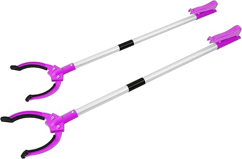 Herramienta de agarre Paquete de 2 herramientas de recogida fácil de apretar, de aluminio, ligera, no plegable, agarrador para ancianos,