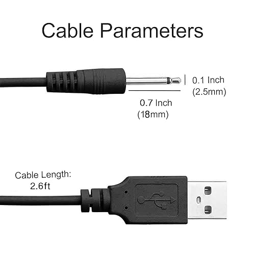 Miniatura 2 de Cable de carga CC de repuesto  Cable de carga USB - 0.098in (negro 2 unidades) - Carga rápida