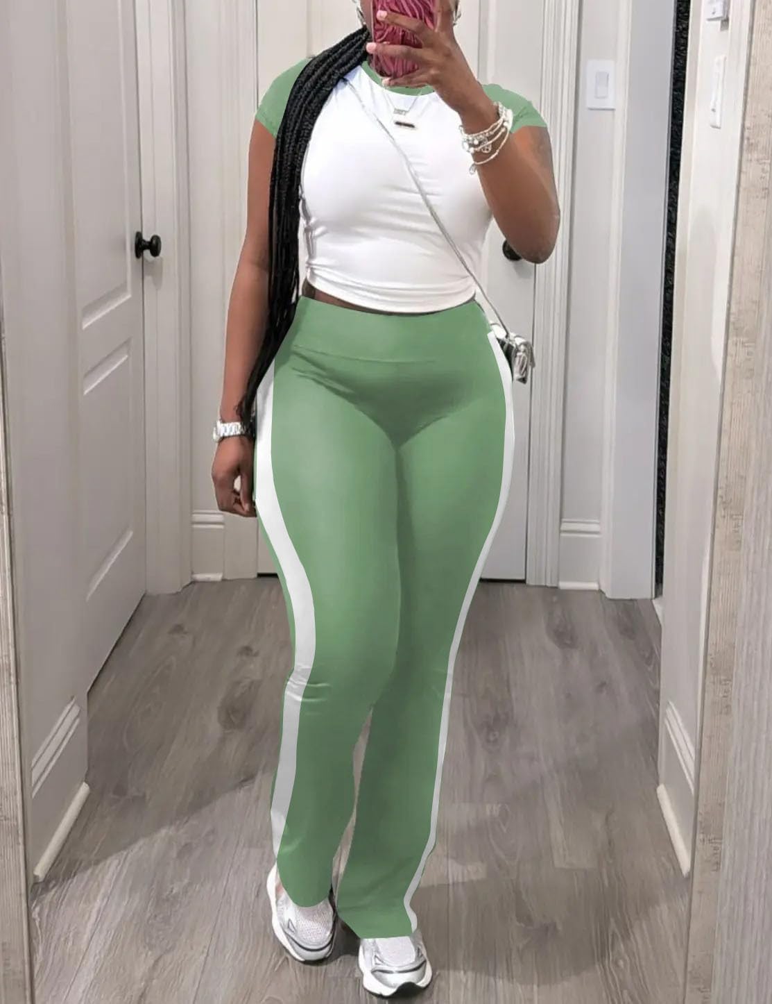 Nimsruc Women 2 Piece Outfits Short Sleeve Comfy Lounge Sets - Image 3