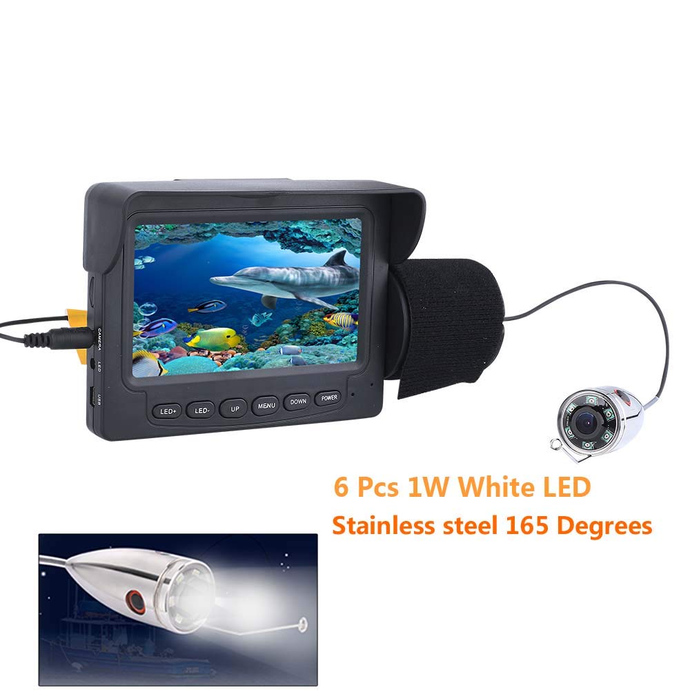 Cámara De Detector De Peces 1000TVL, Cámara De Pesca Submarina De 4,3 Pulgadas, Cable 30m Buscador De Peces Impermeable Cámara,para Pesca En El Mar, Pesca En Hielo, Pesca En (Size:White Light 30 M)
