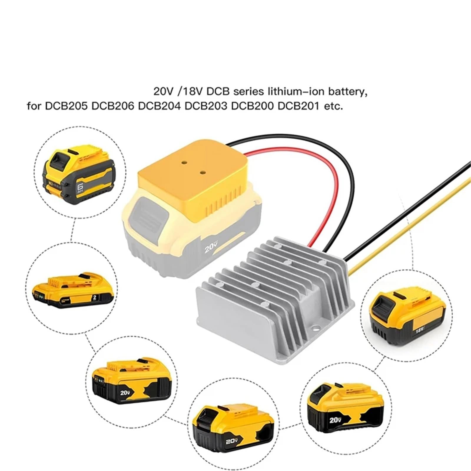 Adapter redukcyjny do regulatora prądu stałego akumulatora 18 V-20 V z ulepszoną ochroną basową i przełącznikiem