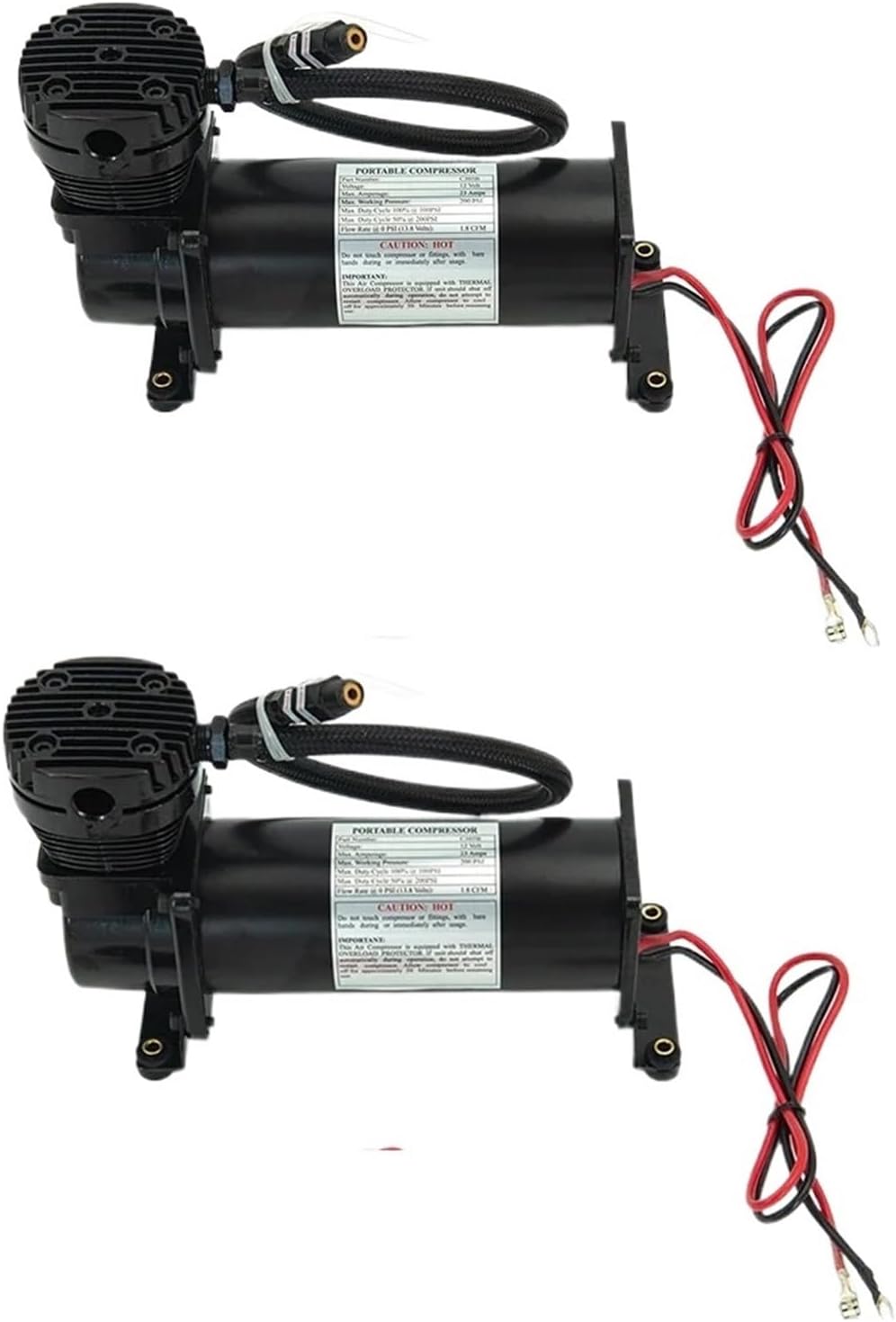 2PCS/Lot Universal Black/Chrome DC 12V 200 PSI OUTLET 3/8 or 1/4 Car Air Suspension Compressor/Pump With Accessory(OUTLET 14ASC black)