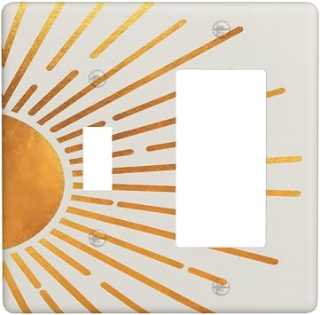 Mid Century Boho Sun Light Switch Cover Decorativ