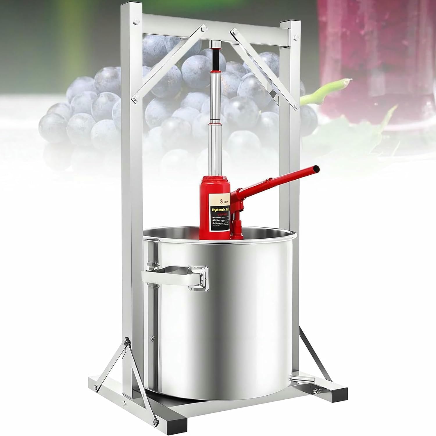 Hydraulic Fruit Wine Press, Stainless Steel Fruit Press,with Filter Bucket, for for Rice Wine Honey Vegetables Cheese Puree-