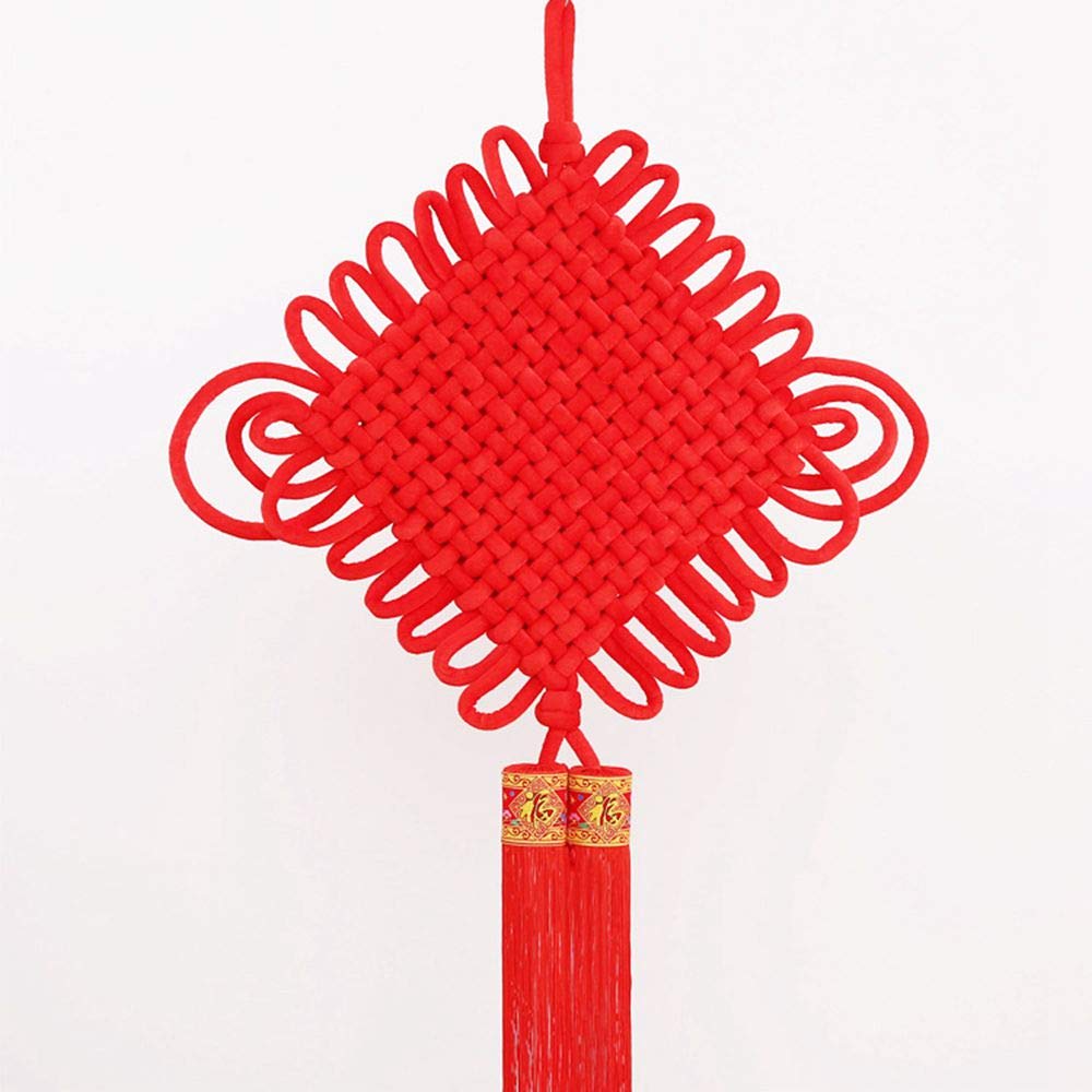 MoonyLI nodo cinese fatto a mano nappa rosso appeso ornamenti per feste di inaugurazione della casa, felice ciondolo orientale. (Nodo cinese)