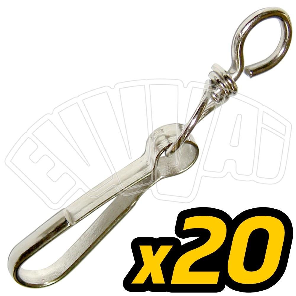 20 PZ - 40 MM MOSCHETTONE SIMPLEX ACCIAIO NICHELATO MOSCHETTONI GANCIO GIREVOLE