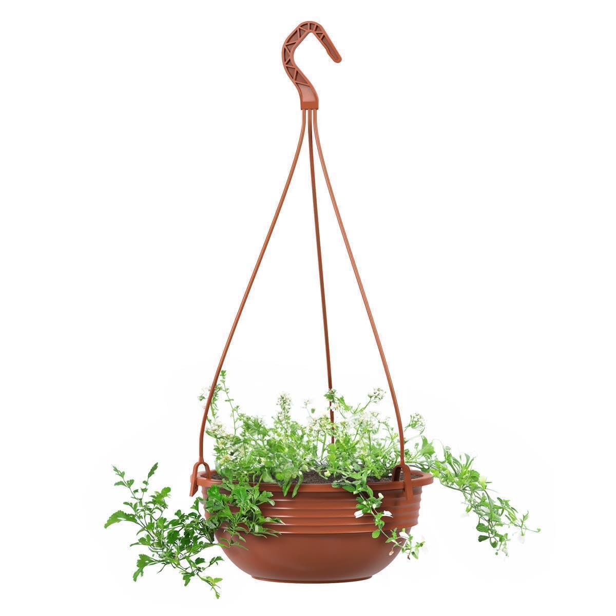 Plastard Blumenampel Ø 45 cm in Terrakotta mit Aufhänger, Deko Pflanzschale