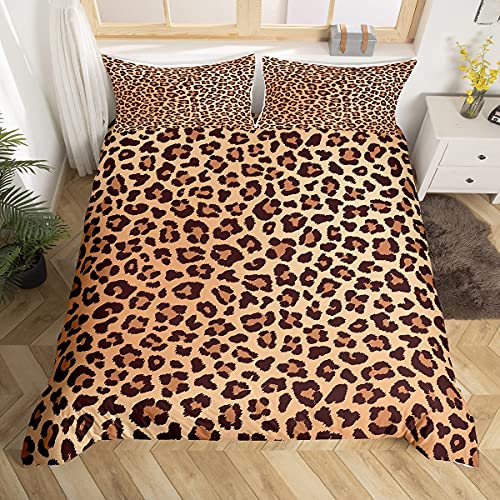 Leopard Comforter Cover Twin Brown Cheetah Printed Bedding Set For Adult Women Girls Teens Wild Animal Pattern Duvet Cover Soft Brushed Microfiber Hotel Quality Bedding Collection With Zipper Closure #TOP19