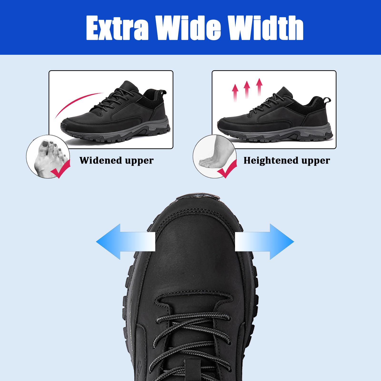 Outdoor-Wanderschuhe für Herren Bequeme Leichte Trekking- und Campingschuhe Zum Hineinschlüpfen Freizeitschuhe Zum Wandern und Spazierengehen Extra Breite Freihändige Turnschuhe mit Memory-Schau