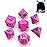 Bescon Fresh New Solid Metal Dice Set Deep Pink with Blue Numbers,Metal Miniature Polyhedral dice Set of 7 for Role Playing Games