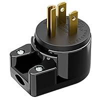 Vista 1 de ETL Verified Nema 5-15P Enchufe de ángulo recto de 90 grados - 15A, 125V, negro, enchufe de CA de ángulo recto de 3 clavijas de EE. UU