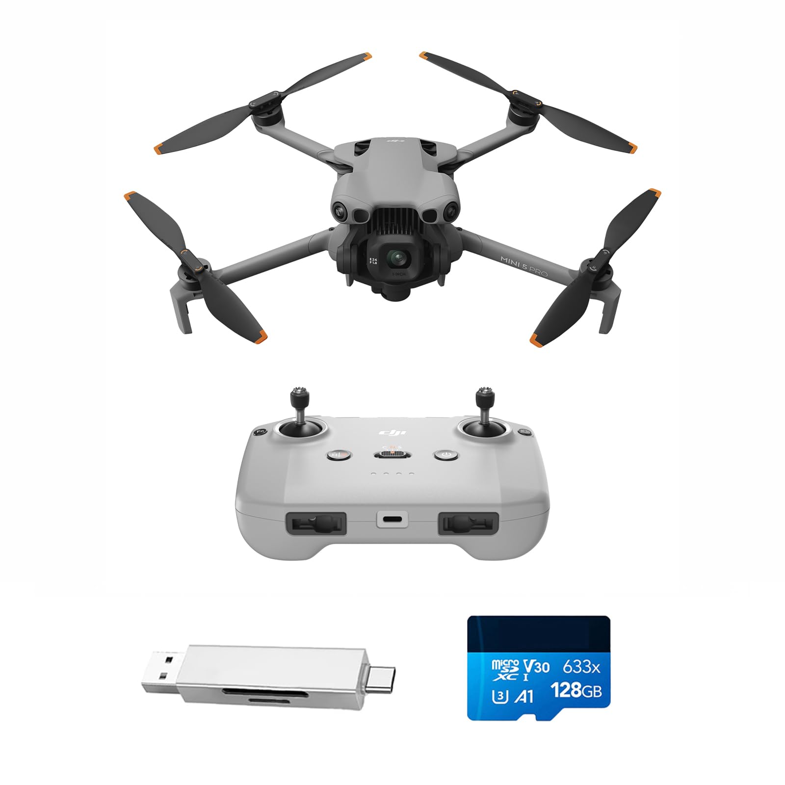 DJI Mini 5 Pro, 4K Ultralight Foldable Drone with Camera, 1" CMOS, Omnidirectional Obstacle Detection, ActiveTrack 360°, C0 (Card Reader + Memory Card)