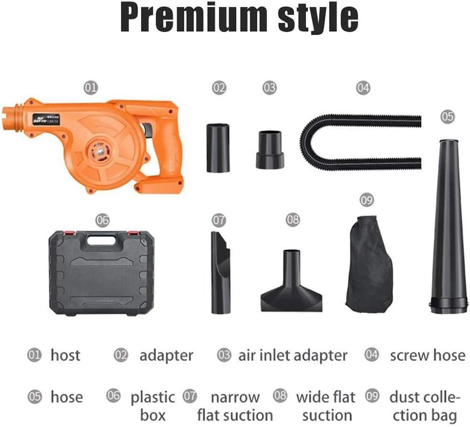 Convenient 2-in-1 Cordless Blower Handheld Leaf Blower Vacuum Cleaner Cordless Air Turbine Garden Leaf Blower for Home Cleaning (Color : Battery2, Size : 528Tv) TDF (Battery*2 398TV)