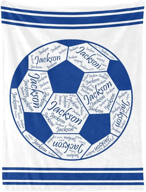Custom Blankets Personalized Football Blankets with Name Customized Blue Football Blankets for Boys Kids 30 x 40