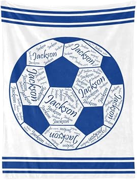 Custom Blankets Personalized Football Blankets with Name Customized Blue Football Blankets for Boys Kids 30 x 40