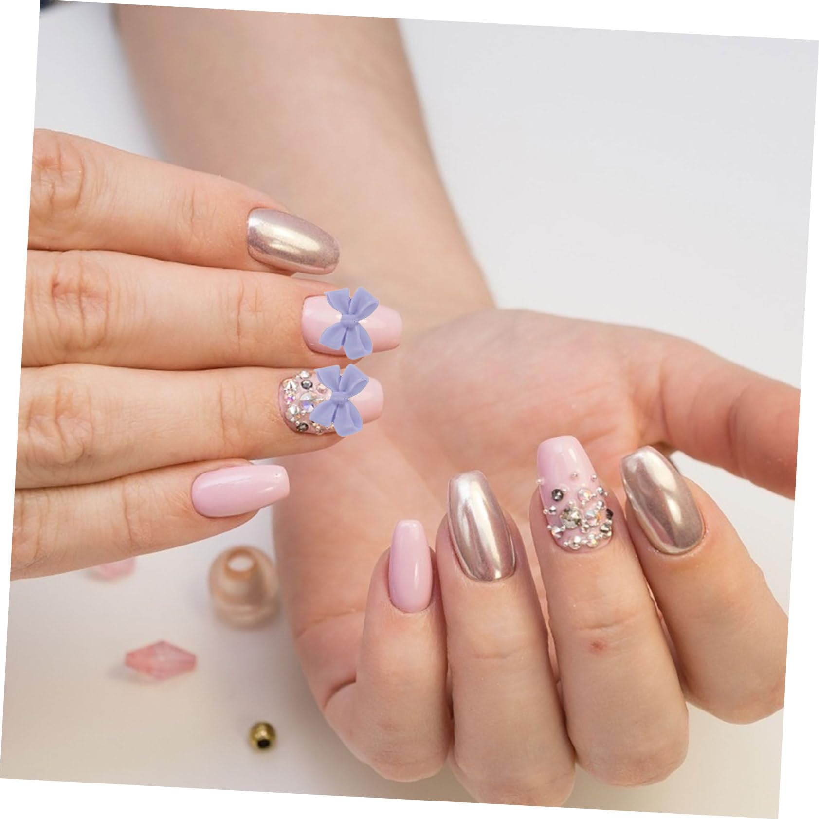 Didiseaon Cute Nail Bow Charms Pearl Nail Jewelry Set 7 Pieces Ideal for Art Decor