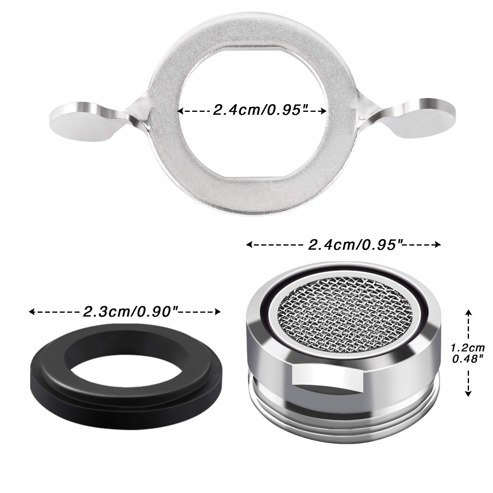 Rompigetto M24, 6 pz. Aeratore Rubinetto Filtri Rubinetti Lavandino per Cucina e Bagno, con Filtro in Acciaio Inox e ABS tra cui 8 Guarnizioni e 1 Chiave Cromata