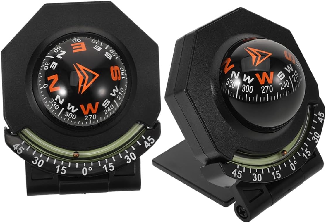 NUOBESTY 2pcs Car Dashboard Compass Ball with Inclinometer High-Precision Auto Dash Mount for Vehicle Navigation and Marine Use
