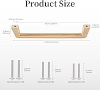 Vista 2 de Tiradores de gabinete de latón de 6 pulgadas, tiradores de gabinete dorados para cajones, herrajes de latón para gabinetes, pomos dorados