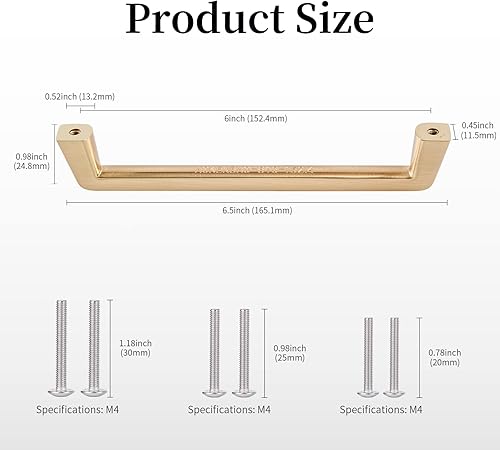 Miniatura 2 de Tiradores de gabinete de latón de 6 pulgadas, tiradores de gabinete dorados para cajones, herrajes de latón para gabinetes, pomos dorados (peso del
