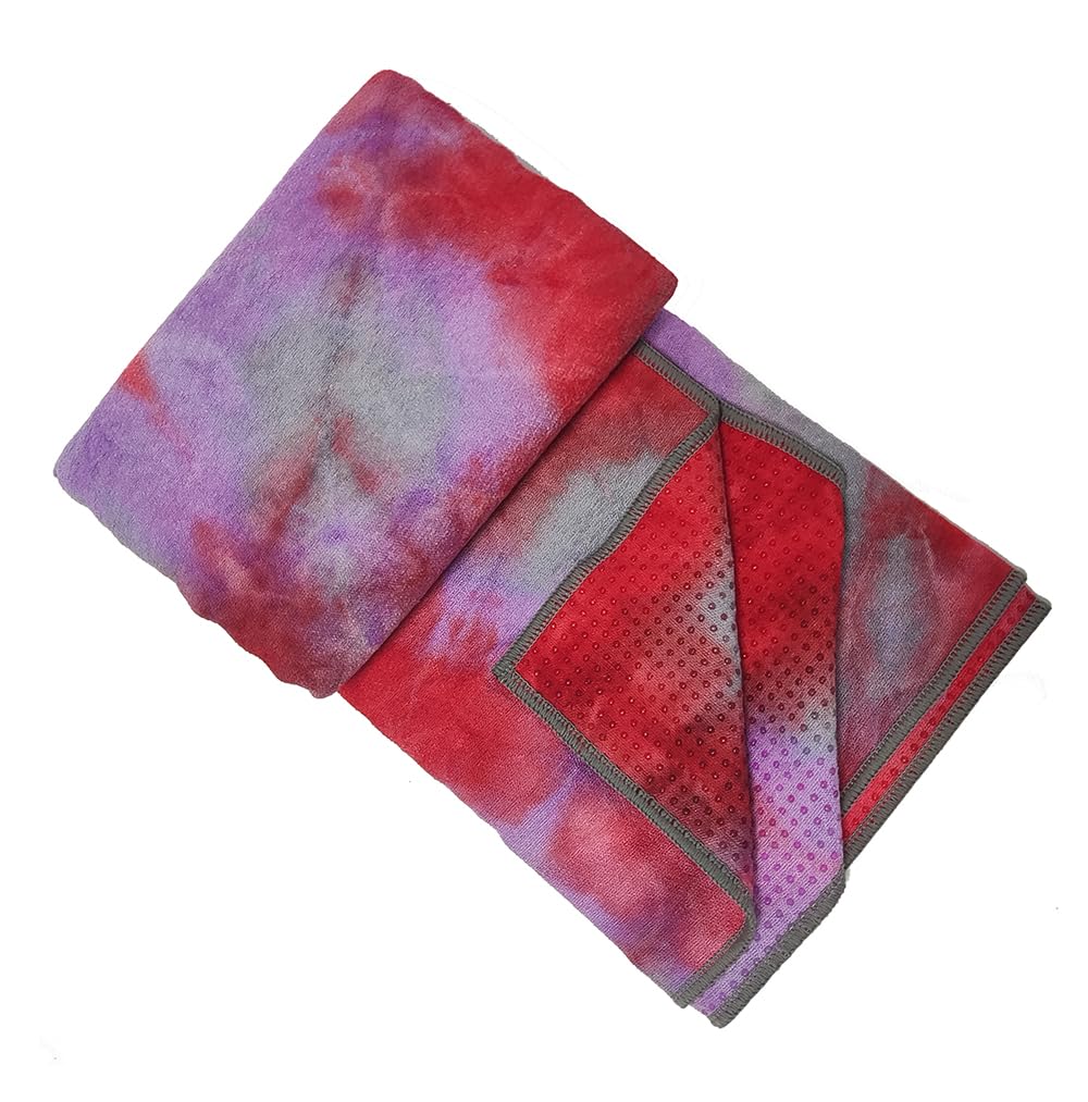 Yoga Towel for Yoga Mat Non Slip Mat Cover for Hot Yoga Washable Microfiber Light Weight Pink-red