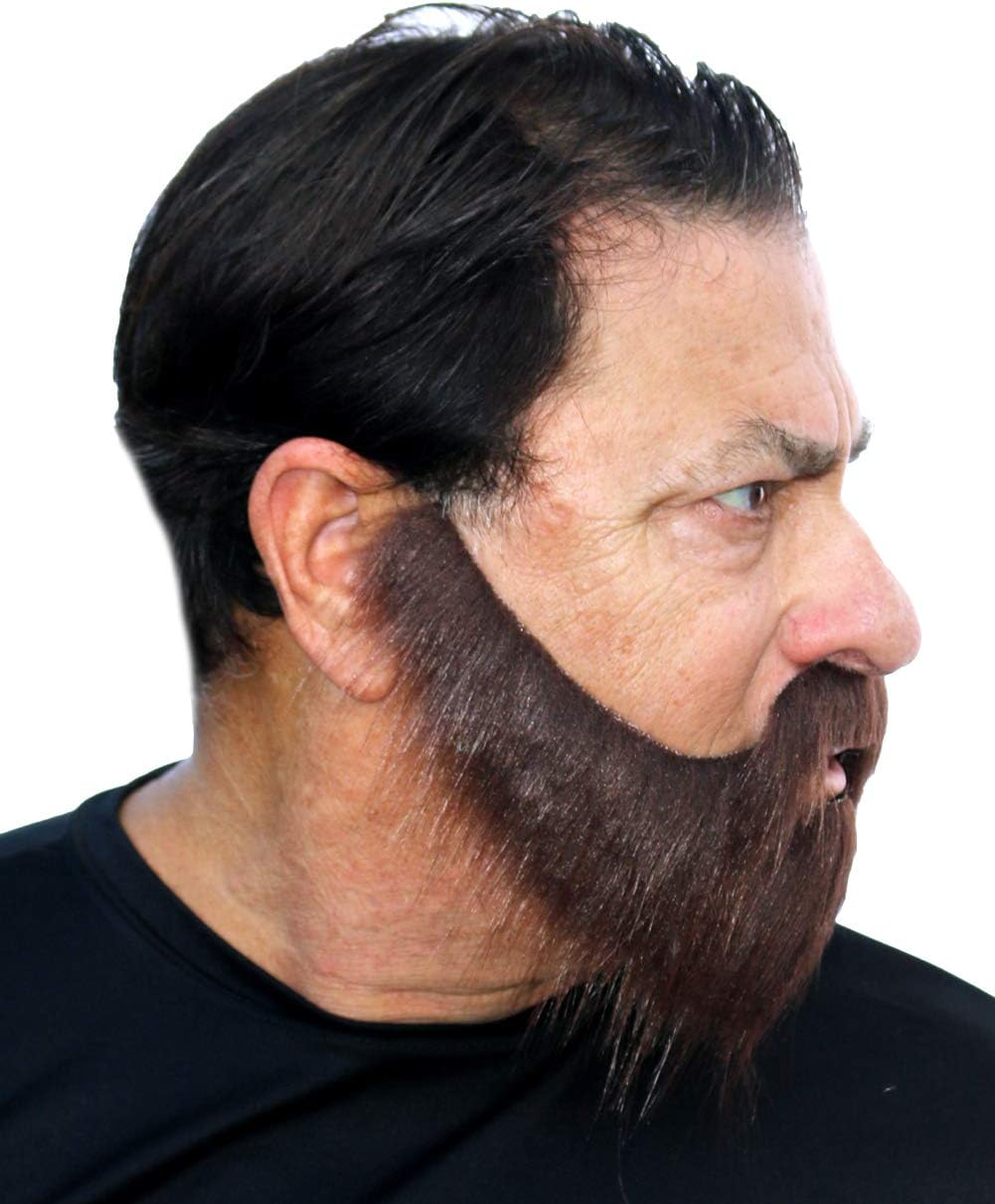 Full Fake Beard with Mustache and Soul Patch, Realistic Looking, Long False Costume Beard with Self Adhesive