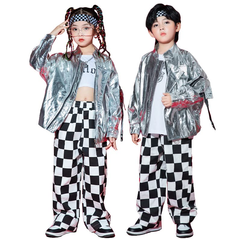 WJ-SISI] キッズ ダンス衣装 ヒップホップ 長袖 ジャケット シルバー