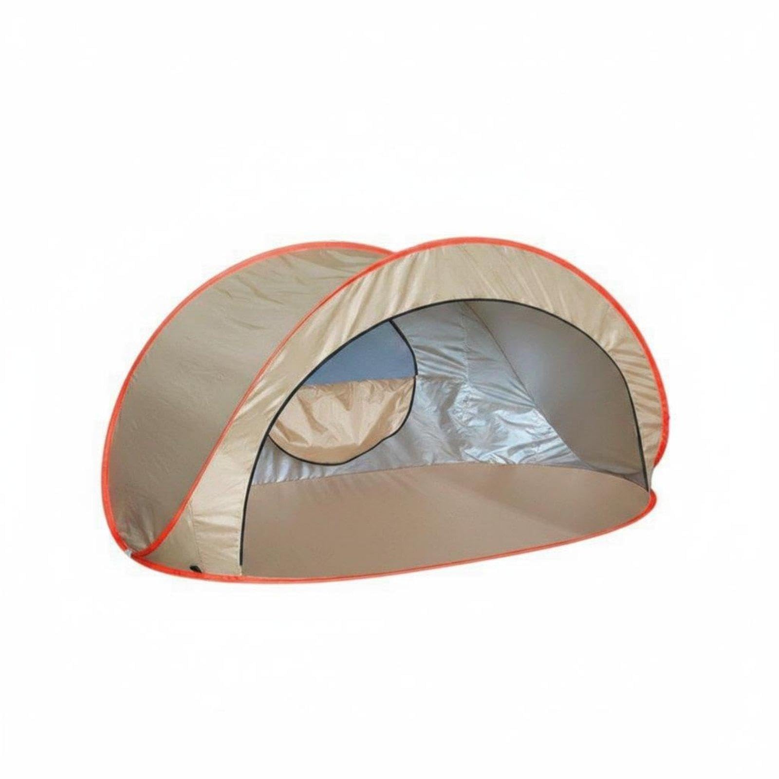 CALANDIS Curved Beach Tent Foldable Half Moon Tent Portable Folding Sun Cover for Park, Outdoor, Camping Khaki Without Curtain-image-3