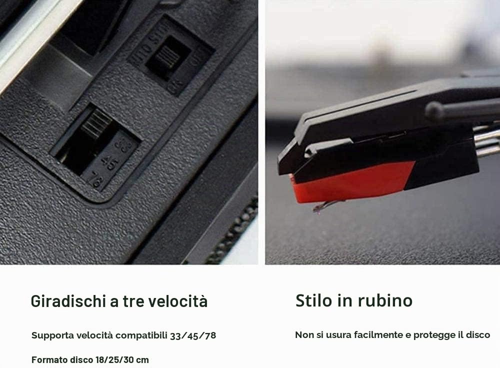 Giradischi vintage – Sistema retrò 4 in 1 con radio AM/FM, cassette e lettore CD, doppio altoparlante stereo per la riproduzione di musica classica