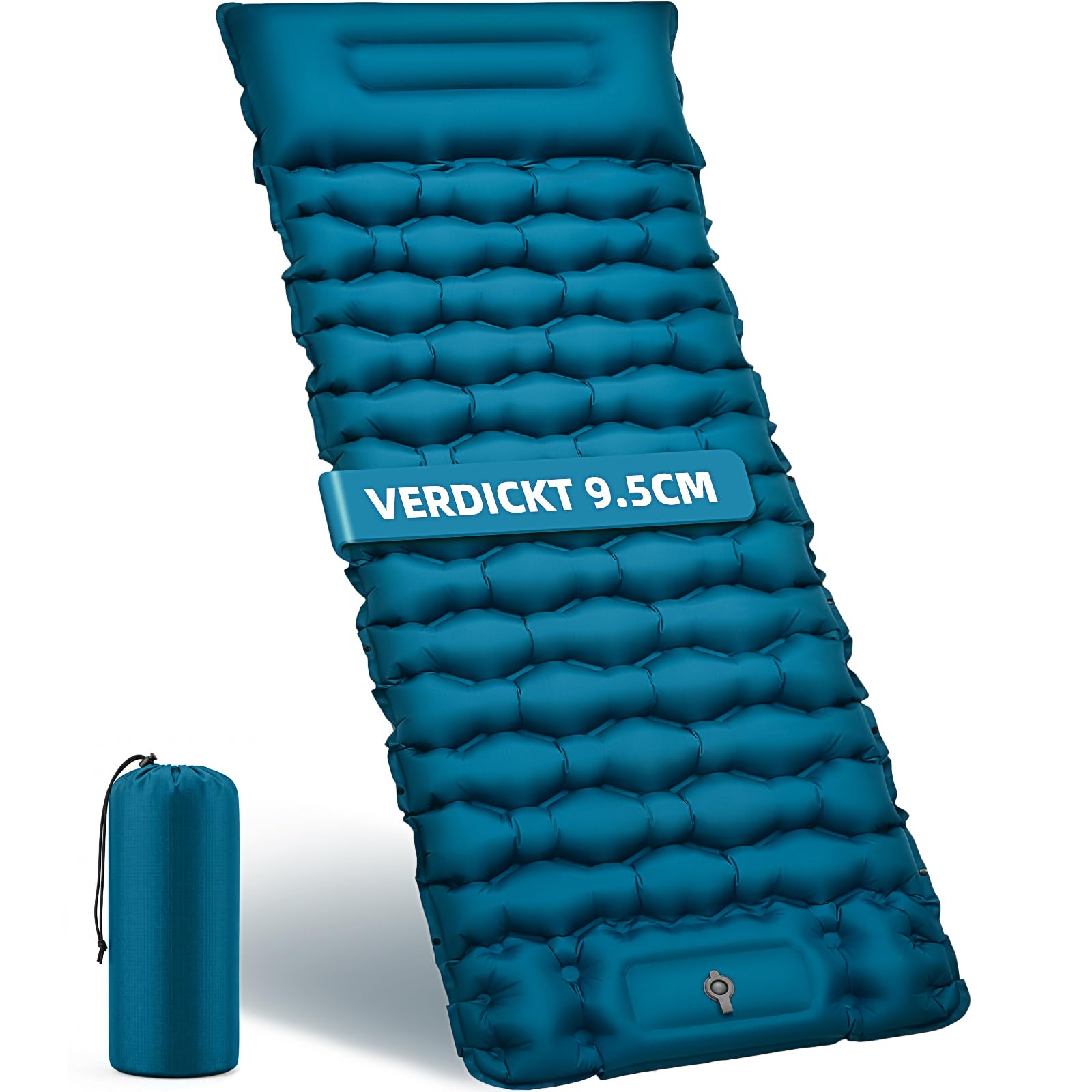 Isomatte Camping Luftmatratze 9,5cm verdickt, 200x69cm Ultraleicht Luftzellenmatte Aufblasbare Matratze Outdoor Wasserdicht Campingmatte Schlafmatte für Strand, Zelt, Wandern