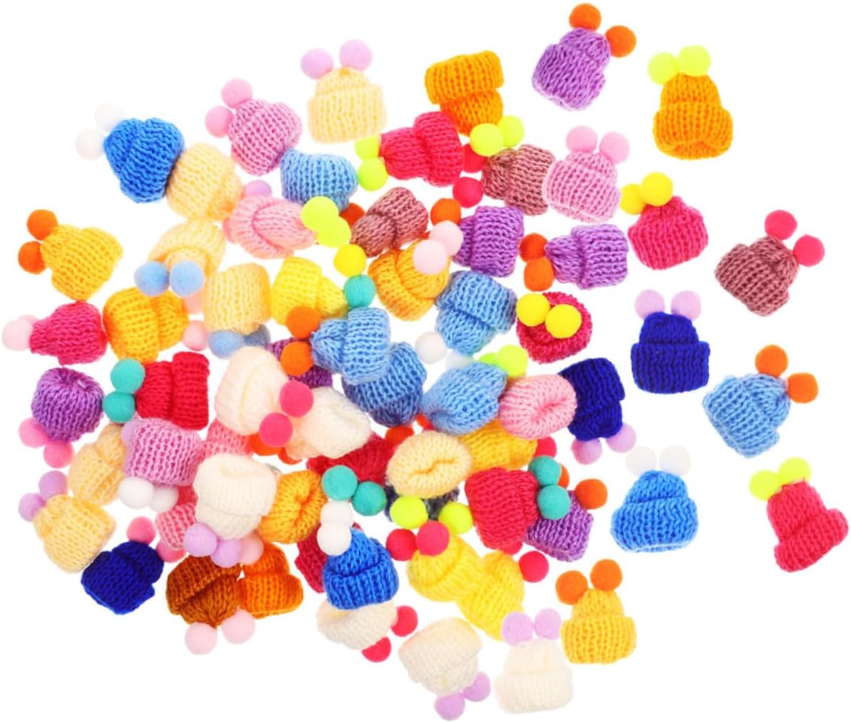 100pcs Mini Knitting Hats Double Woolen Ball Doll Accessories
