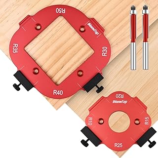 Router Corner Radius Template with 2 Trim Bit Aluminum Alloy Radius Jig Router Templates for Woodworking Router Corner Jig R10/R15/R20/R25/R30/R35/R40/R50 Use with Router Table