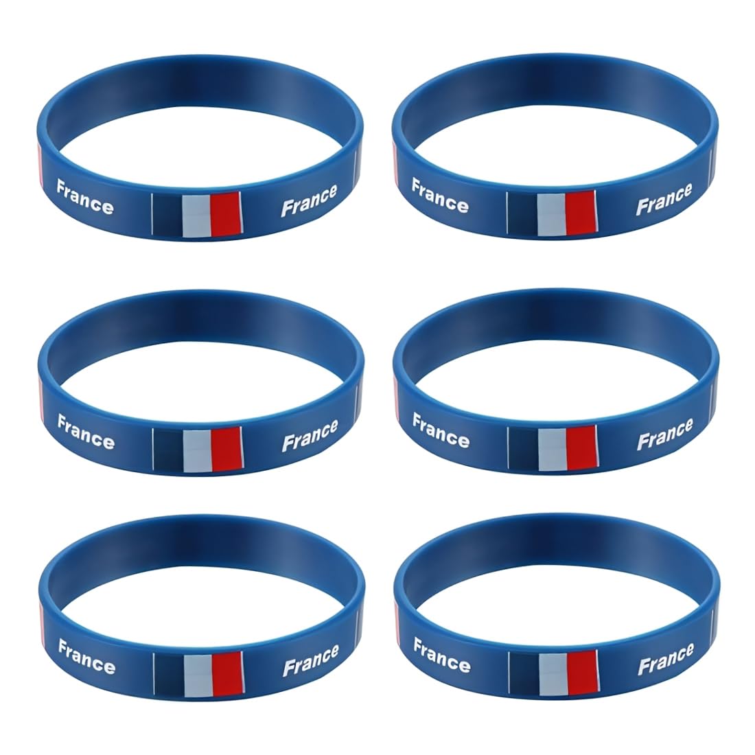 6 Pièces Français Flag Silicone Wristbands Wrist Bands, Bracelet Cadeaux De Fête, Pour Drapeau Français Inspirant Pièce Maîtresse De Chariot Drapeau, Monde Football Chaîne À Main Décorations(B)