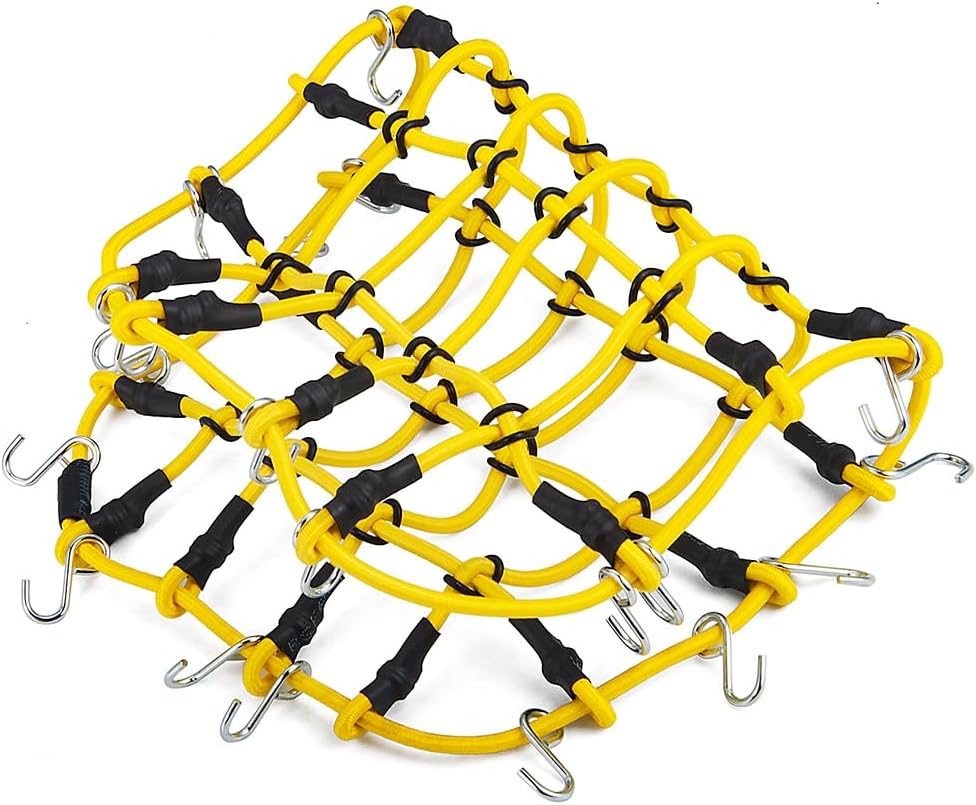 RC Elastic Luggage Net with Hook for 1/10 Scale SCX10 D90 TRX4 RC Crawler Car Upgrades Parts(Yellow)