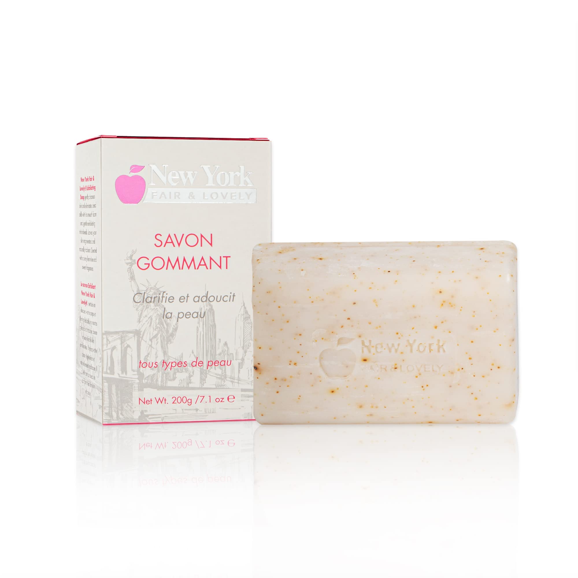 New York Fair & Lovely, Exfoliating Soap for Face & Body - 200g / 7.1 Oz - Moisturizing for Gentle Soft Skin Care with Hydrating Glycerin - Skin Brightening Bar Best for Smother Soften Skin