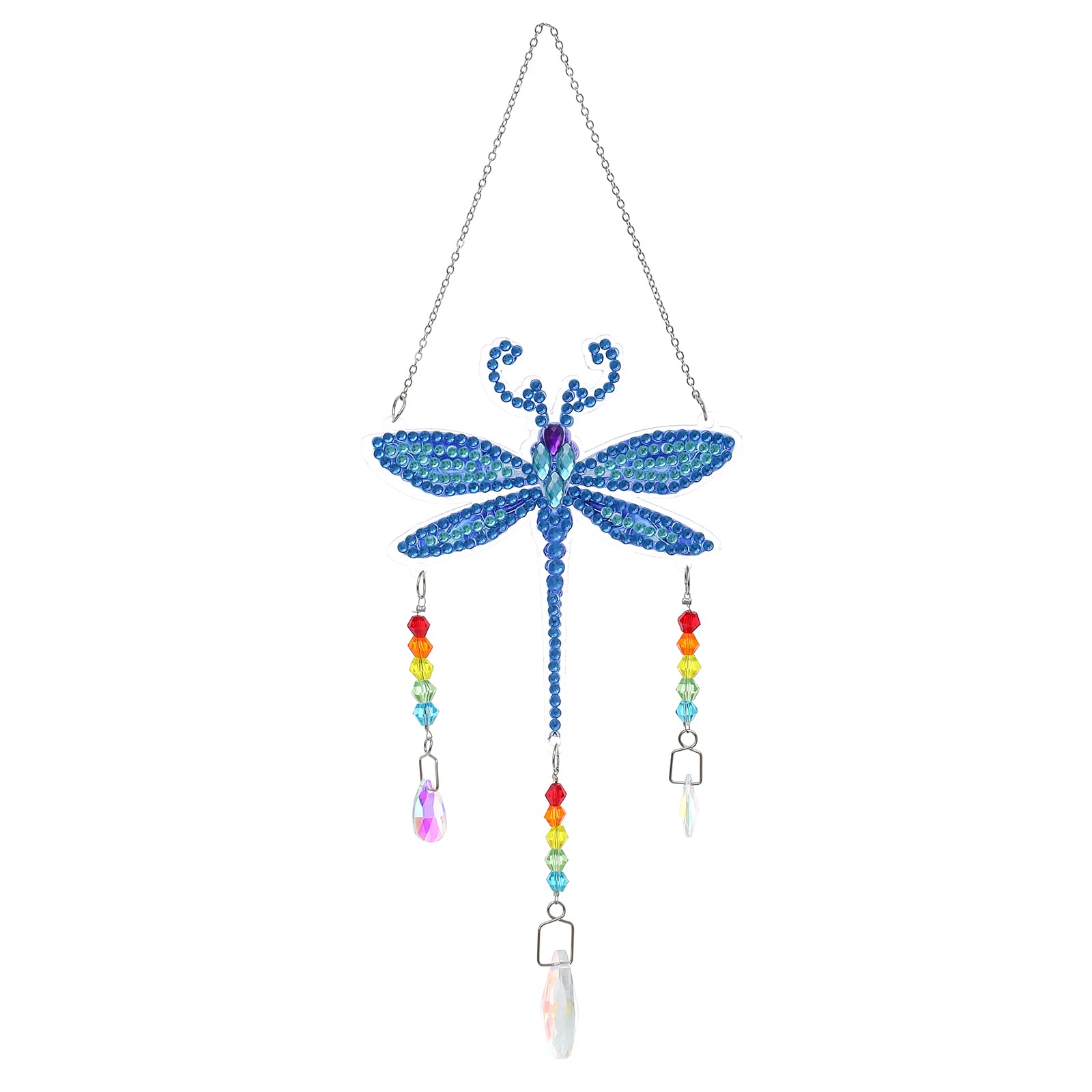 5D Diamond Painting Wind Chime Suncatcher Kits DIY Window Hangings Diamond Art Sun Catchers Hanging Decoration for Home, Garden, Bedroom, Indoor and Outdoor (Dragonfly 1)